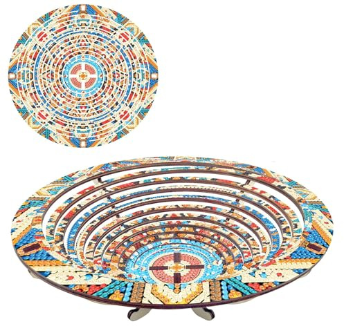 ARTopet DIY Diamond Wooden Snack Storage Tray Diamond Art Painting Mandala Candy Plate Retractable with Stand Round Handmade Serving Platter for Vegetables Bread Snack Kitchen Home-Mandala03