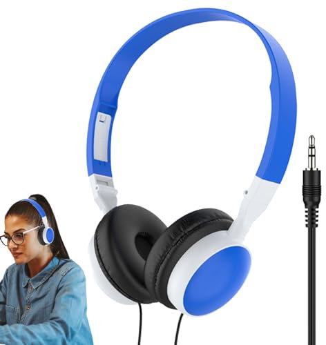 Cuffie sovrauricolari con cavo, 3,5 mm, portatili, con cancellazione del rumore, pieghevoli, cuffie per computer, per studio, monitor, cellulare, PC, MP3/4
