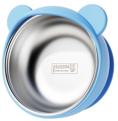 Detachable Inner Cutlery Silicone Suction Bowl Dishware for Toddler Learning to Easy Feeding Tableware Stainless Steel Baby Bowl with Suction