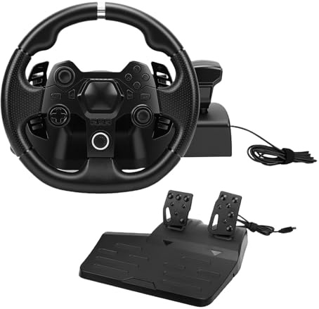 Decumeby Volante da Gioco, Volante da Corsa Driving Force da 11 Pollici, da Gioco Regolabile con Pedale Personalizzabile per Console di