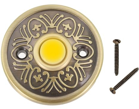 Moliuoly Pulsante campanello in metallo bronzo con cavo e illuminazione, viti incluse