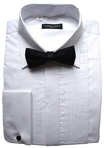 Clermont Direct Poly-Cotton Pleated Dress Shirt Fold Down Collar (15.5)