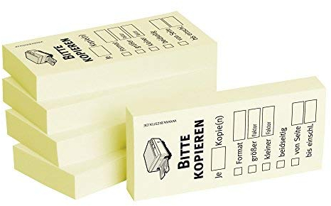 BIZSTIX® Business Haftnotizen Bitte kopieren - 1 Packung mit 5 Haftnotizblöcken zu je 100 Blatt, 75 x 35 mm