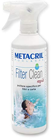 Metacril Filter Clean Rapid + Vaporizzatore, Pulitore Rapido Sgrassante e Detergente, per Filtri a Carta, Ideale per Piscina e idromassaggio - 500 ML