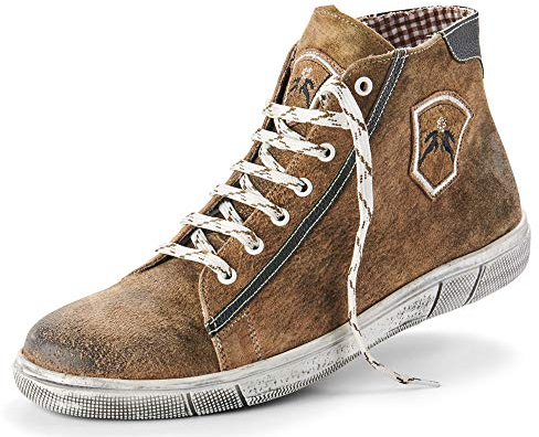 Maddox Herren Trachten Leder Schuhe Hohe Sneaker Marinus | Wood 49