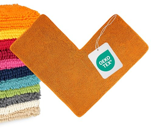 WohnDirect Hörnduschmatta orange • perfekt duschmatta för fyrkantiga duschkabiner kan kombineras till set, halkfri och tvättbar • Badmattor och badrumsmattor • 50 x 100 x 100 cm