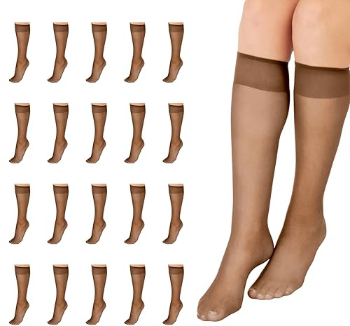 L'eggs Everyday Women's Knee-Highs, Sheer Toe, 100% Nylon, Suntan, One Size (Pack of 20)