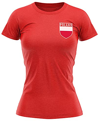 Maglietta da calcio polacca da donna, maglietta retrò con distintivo della Polonia - Maglietta per tifosi europei del paese di calcio 2024 - Maglietta da calcio polacca 2024, Rosso, L