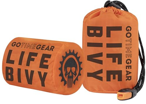 Go Time Gear Life Bivy - Saco de Dormir y Bolsa de Emergencia Bivy - Manta Térmica Mylar para Camping y Senderismo - Esencial Equipo de Camping - Sacos de Dormir para Adultos