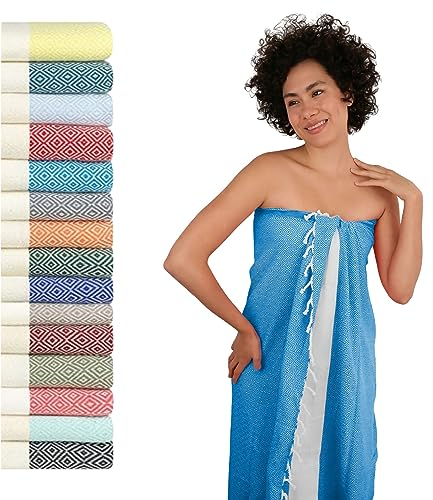 Flora Furora Saunahandtuch Saunatuch Damen + Herren, Hamamtuch groß 100x200 XXL: lang, platzsparend, leicht | Sauna Handtuch, Wellness Spa Tuch, Saunakilt Zubehör | Fouta Hamam Badetuch