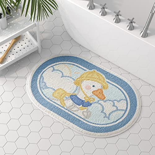 Badezimmerteppich Blaue Ente Badematte Flauschig Mikrofaser Badvorleger rutschfest Duschvorleger Schnelltrocknend Badteppich Waschbar Duschvorleger Verdicken Badematten Badmatte 50x80cm