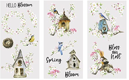 Rub on Transfers for Crafts and Furniture | 3 Design Sheets 6”x 12” | Home Decor Transfers | Furniture and Craft Decals | by Thymeless Designs (Birds at Home)