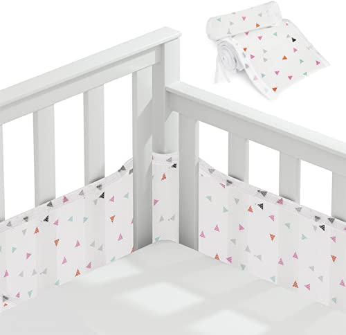 Vicloon Bettumrandung Nestchen, Nestchen für Kinderbetten Kantenschutz Baby Babybett, Atmungsaktive Polsterung, Kopfschutz Babybett Umrandungen, Rausfallschutz für Babybett Gitterstäbe-Dreieck