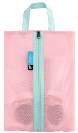 pack all Kids Shoe Bag for Travel, Water-Resistant Shoe Pouch for Gym, Odor-Resistant Soccer Cleats Bag for Sport, Cute Design for Girls, Boys, Toddlers (Pink)