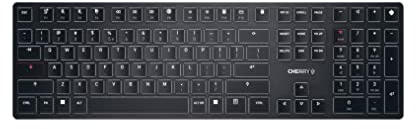 CHERRY KW X ULP, Ultra Flache Mechanische High-End-Tastatur, EU-Layout (QWERTY), Kabellose Multi-Device-Tastatur Für Bis Zu 4 Geräte, Wiederaufladbar, Schwarz
