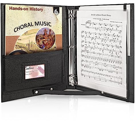 tutata Choral Music Holder, Sheet Music Folder with Handle and Strap, Sheet Music Binder, for Choir Singer, Stage Performance, Black