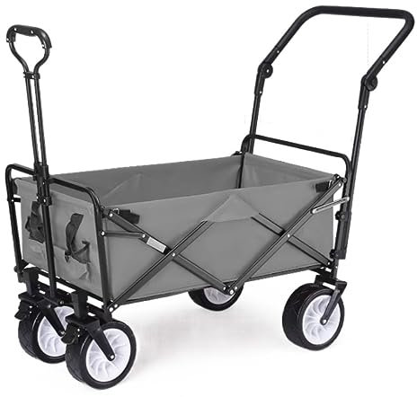 IRYZE Bollerwagen Faltbar Tragbarer Camping-Einkaufswagen Für Den Außenbereich, Zusammenklappbar, Trolley, Box, Anhänger, Picknick, Garten, Werkzeugwagen Gartenwagen (Color : Gray)
