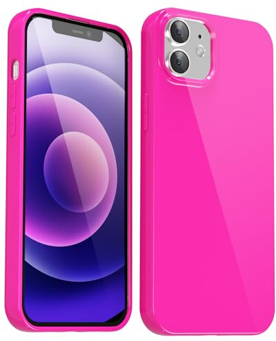 Svanove für iPhone 12 Mini Hülle Silikon Case, Bunt Weich TPU Ultra Dünn Handyhülle Einfarbig Handy Hülle Mädchen Frauen, Glatt Plastik Schutzhülle Slim Silikonhülle Gummi Bumper, Neon Pink Rosa Pink