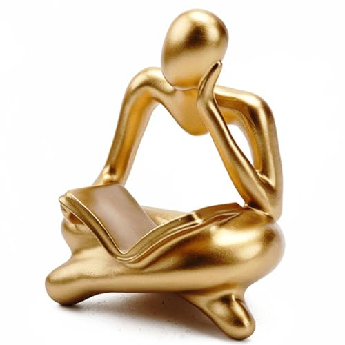 PIGPIGFLY Statua Della Figura di Lettura,Statue Decorative, Figure Decorative, Statuette Decorative Casa, Soggiorno Decorativo Moderno da Appoggiare, Scultura Astratta in Poliresina, Idea Regalo