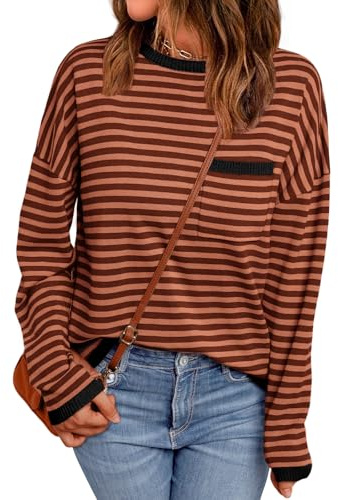 LILLUSORY Womens Sweaters 2025 Early Fall Fashion Must Have Clothes Outfits Striped Lightweight Oversized Ladies Cute Teacher Work Office Pullover Crewneck Long Sleeve Trendy Old Money Tops Clothing