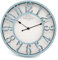 K&L Wall Art große Vintage Wanduhr industrielle Landhaus Wanduhren Holz-Metalloptik ohne Tickgeräusch lautlose Uhr (Shabby Chic Blue, Ø 30cm)