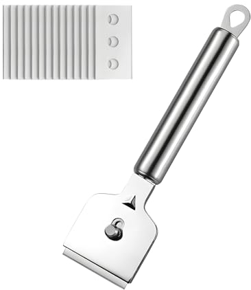 maxtachi Grattoir Plaque Vitrocéramique,Avec 14 Lames de Rechange en Acier Inoxydable Grattoir Vitrocéramique,Poignée de Suspension Antidérapante,Pour Nettoyage du Verre,Induction-Argenté