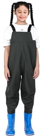 scyca Kinder-Watstiefel, Einteilige wasserdichte Jugendstiefel und Wathosen - Wathosen für Jugendliche, Grüner Overall, Größe 24