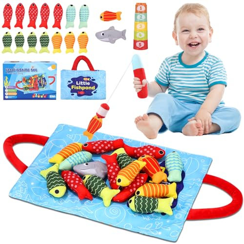 Zaxiva Montessori leksak från 1 år, fiskespel i 1–3 år, sensorisk pedagogisk leksak för hand-öga-koordination, motorikleksak, gåva för pojkar och flickor, pedagogisk babyleksak