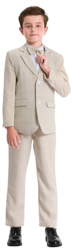mintgreen pojkar blazer kostym 2 st barn formella bröllopskläder gentleman tuexdo set 5-12 år, Ljus khaki, 10-11 År