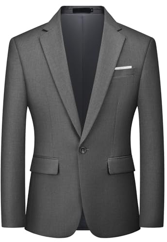 Autsel Mens Slim Fit Blazer One Button Formal Business Suit Jacket | Smart Casual, Wedding Tuxedo Jackets for Men, Smoking Jacket, Dinner Jackets