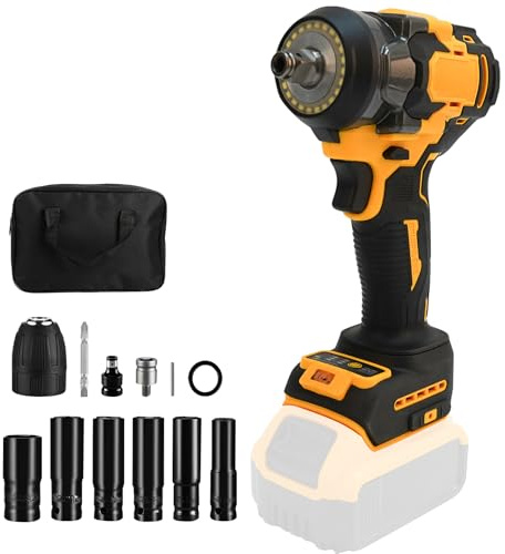 Akku-Schlagschrauber, kompatibel mit Dewalt 18 V-20 V Akku, 1,27 cm (1/2 Zoll), 700 Nm, bürstenloser Schlagpistole, Power-Schlagschrauber für Autoreifen (keine Batterie)