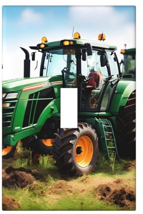 Company Farm Tractor - Cubiertas de salida con impresión de tractor, 1 placa de pared de tamaño estándar, cubiertas de placas frontales de policarbonato de doble salida