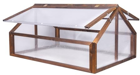 QLS Mini-växthus Timber 120 x 80 cm mörkbrunt trä