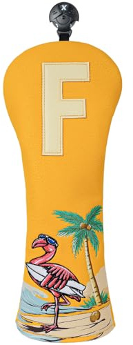 LZFAN Golf Club Covers Surfing Flamingo for Woods and Drivers Funny Fairway Headcover Golf Gifts for Men Women Coconut Tree Embroidery (Fairway)