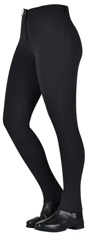Saxon Warm Up Zip Front Jodhpurs, Black, Childs 8/23