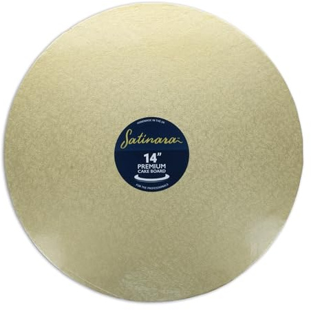 Satinara Cake Board | Gold | 14 Cake Drum, Pale Gold Foil Covered, 12mm Thick - 14 Inch Round, Single