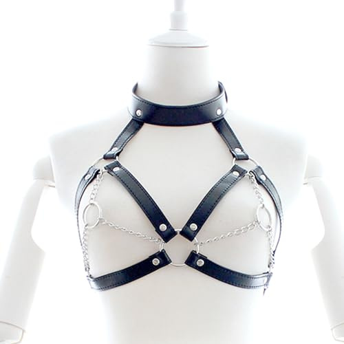Punk Black Chest Harness Goth Fashion Adjustable Strap Body Harnesselt Waist Chain Belts,Women's Body Chains Rave Accessories