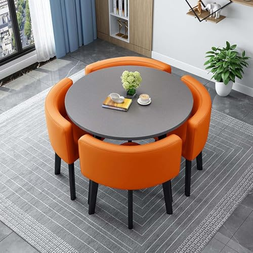 Juego de mesa de comedor redonda cuadrada con 4 sillas, moderna mesa de cocina y comedor para espacios pequeños, perfecta para balcón, reuniones y grupos de comedor, 028,80 cm