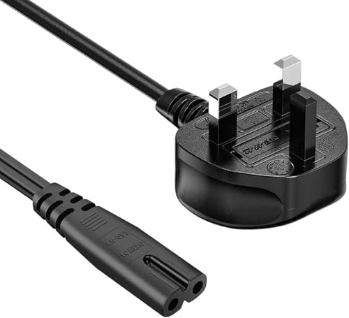 2m Figure 8 Power Cord Lead - C7 2 Pin Mains Cable Compatible with Samsung, LG, PS5/PS4, Xbox, HP, Canon, Sony, Pixma, Panasonic, Brother, Philips, Sharp, JVC, Asus, Toshiba - Printers TV etc. UK Plug