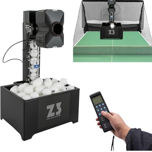 Tischtennis Roboter Ping Pong Ballmaschine Automatische Pongbot Tischtennis Ballmaschine mit Netz ＆ Fernbedienung, Individuelle Frequenz und Ballgeschwindigkeit, Ping Pong Ball Wurfmaschine