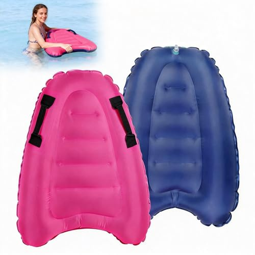 Adult Inflatable Body Board with Handles, Heavy Duty Non-slip Floating Surf Mat, Portable Outdoor Water Sport Gear Lightweight Floating Plate for Beach/Pool/Lake/Adult Swimming and Beginner (Pink)