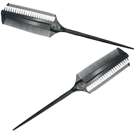 WESIEVYA Set 2 Pezzi Spazzola e Pettine per Tintura dei Chioma in Plastica, Applicatore Doppia Faccia per Colorazione Uniforme, Strumento Portatile per Uso Domestico e Salone Professionale
