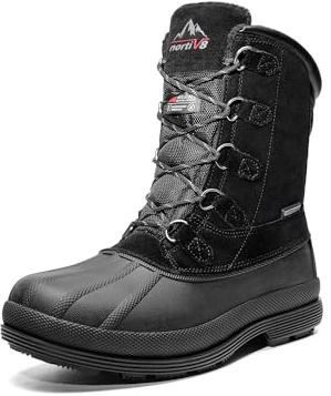 NORTIV 8 Stivali da Neve Uomo, Invernali Impermeabili e con Isolamento Termico per Lavoro,Size 41,Nero,170390-M