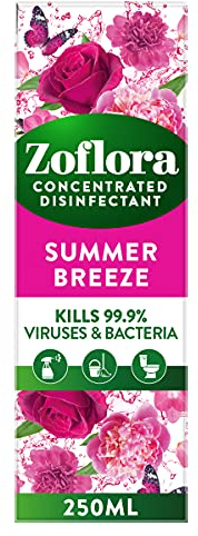 Zoflora Summer Breeze Concentrated Disinfectant Liquid, 1 x 250ml, Light & Fresh Floral Scent, Antibacterial & Multi-Surface Cleaner, Kills 99.9% of Bacteria & Viruses.