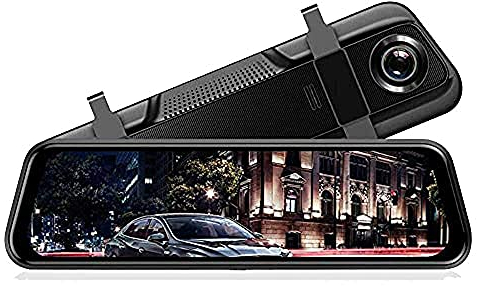 Riloer Rückfahrkamera, 5V 10'' HD DVR Dual Lens Autokamera Spiegel Videorekorder mit Front- und Rückkamera - Einparkhilfesystem