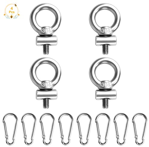 Écrou à Œil, 4Pcs Anneau de Levage, Écrous à Œillet en Acier Inoxydable, Écrou à Anneau avec 8 Mousquetons, pour Le Levage et Divers Équipements de Levage d'Ingénierie