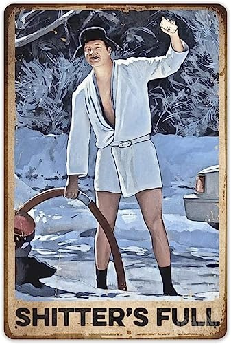 Pro-Noke Metal Sign, Shitter's Full Retro Tin Sign Wall Art Decoration for Home Decor Bathroom Bedroom Bar Cafe Living Room Garage Poster 8x12 Inch