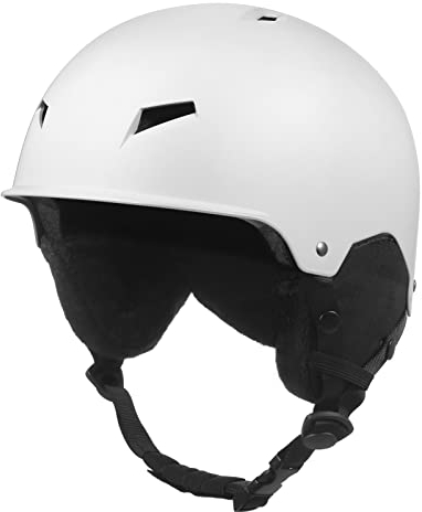 Karlak Damen Herren Schneehelm mit abnehmbarem Ohrenschützer Herren Damen Snowboardhelm mit Goggle Fester Riemen Sicherheits-Skihelm Ski-Sporthelm