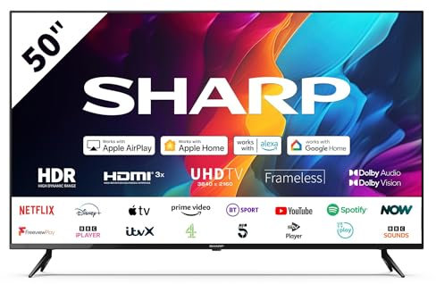 SHARP 50FJ2K 50 inch 4K Ultra HD HDR Smart LED TV Freeview Play, ()