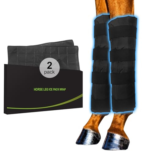 Blobuste Horse Ice Boots 2-Pack with 64-Cell Ice Cells, Full-Leg Therapy Cooling Wraps for Injury Recovery & Competition Prep, Fits Hock, Knee, Ankle & Hooves